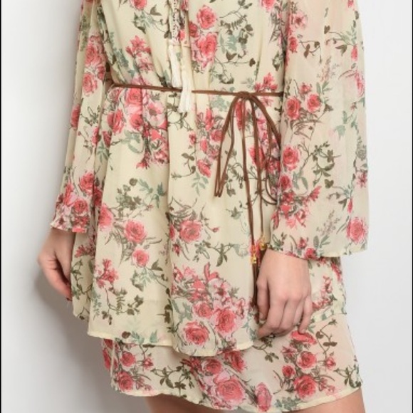 Off Shoulder Floral Print Tunic Dress SIZES S M L - Picture 3 of 7